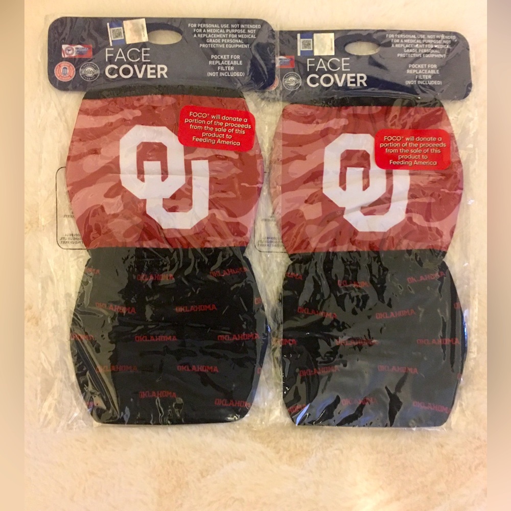 🎁2 packs of Oklahoma University Face Covers